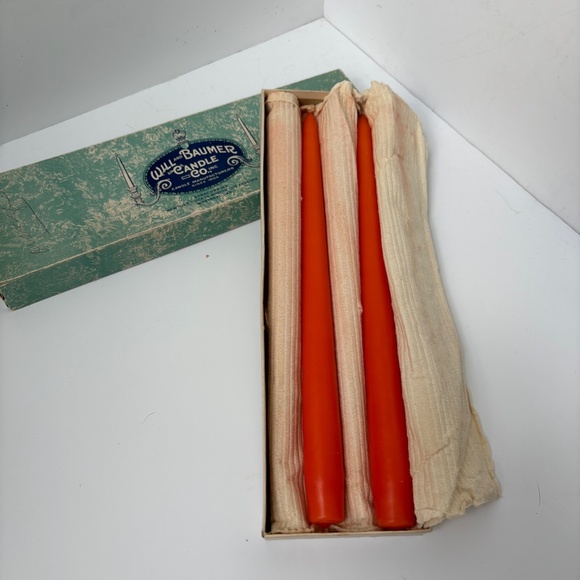 Antique vintage Will & Baumer orange taper candles - Picture 6 of 9